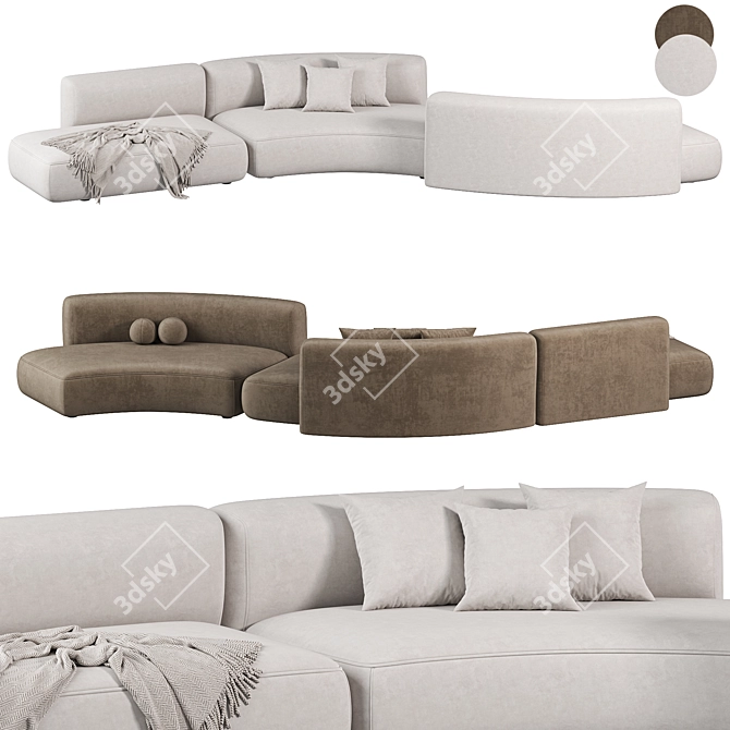 Sleek Curve 3D Sofa 3D model image 1