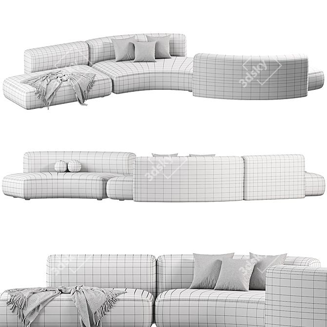 Sleek Curve 3D Sofa 3D model image 3