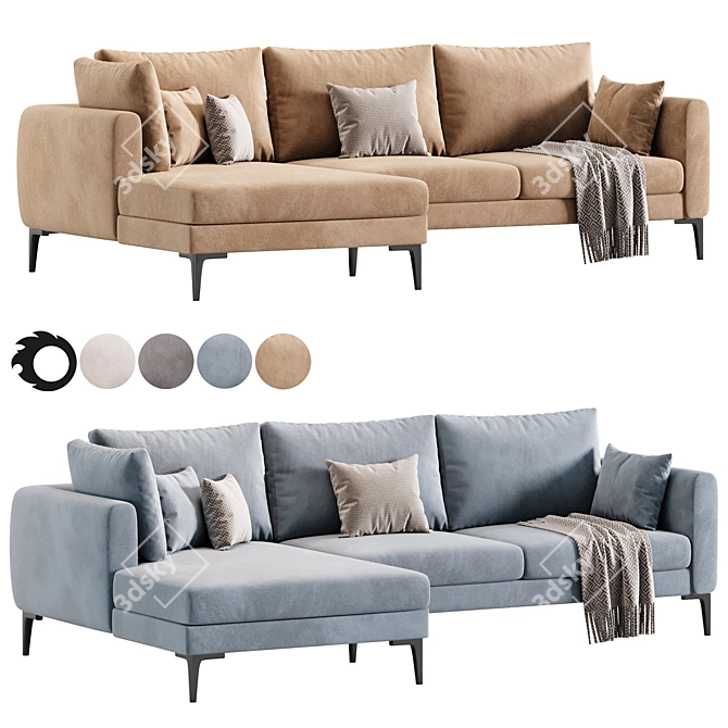 Corner Milan Sofa Set Unique 3D model image 2