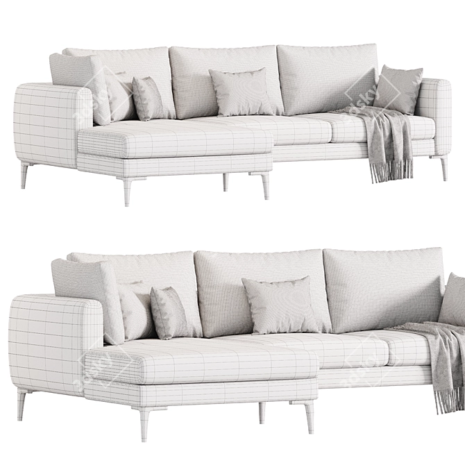 Corner Milan Sofa Set Unique 3D model image 4