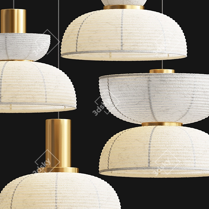 Japanese Bamboo Pendant Lamp 3D model image 3