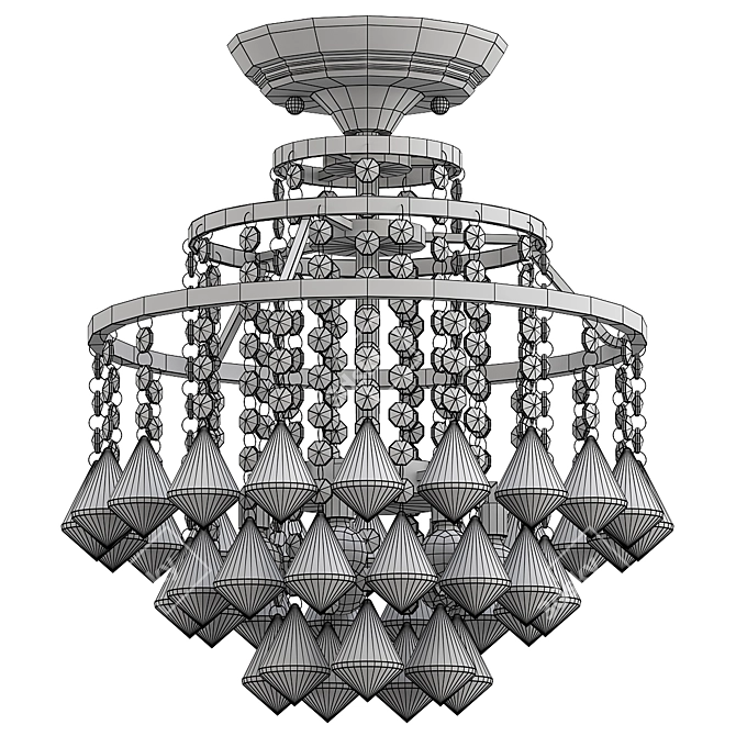 Exquisite Art Deco Crystal Chandelier 3D model image 3