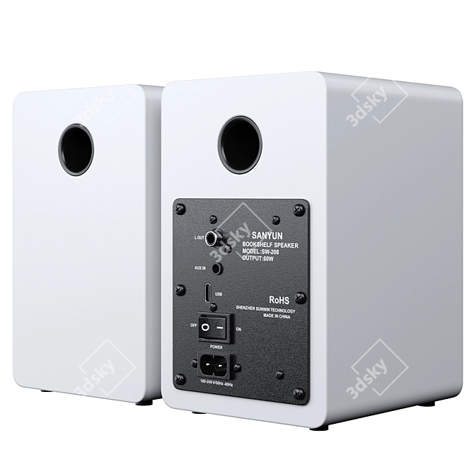 Sanyun SW208 Bluetooth Bookshelf Speakers 3D model image 4