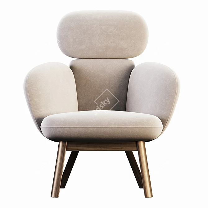 Modern Curved Bras Armchair Design 3D model image 2