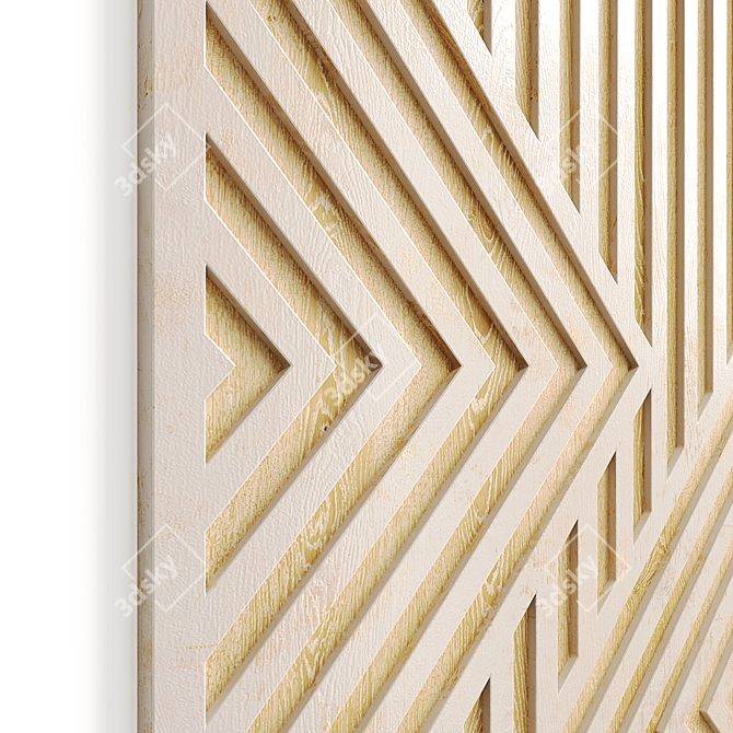 Geometric Wood Wall Art Plaque 3D model image 3