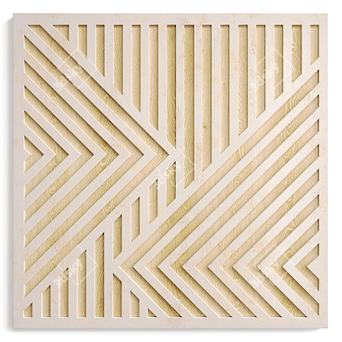 Geometric Wood Wall Art Plaque 3D model image 5