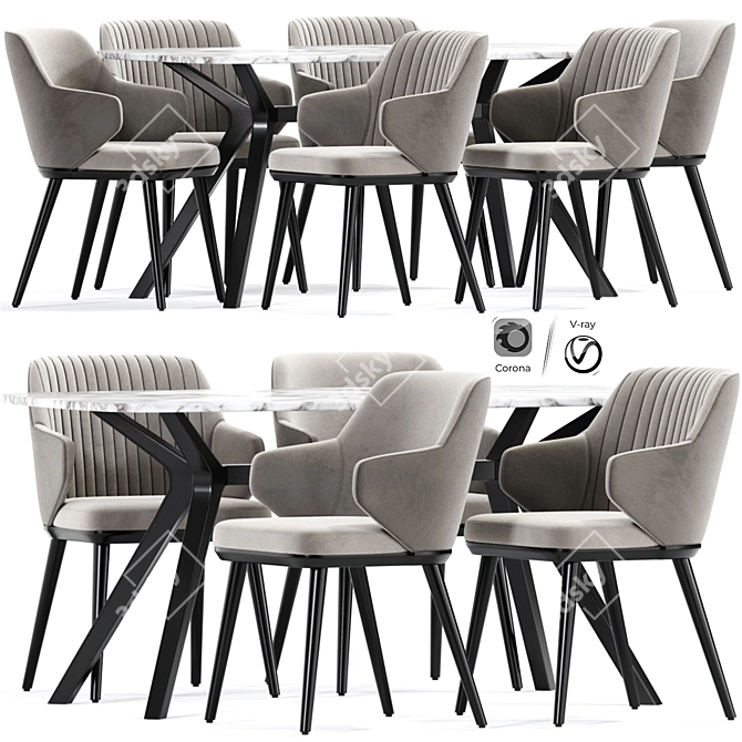 3D Dining Chair Table Models 3D model image 1