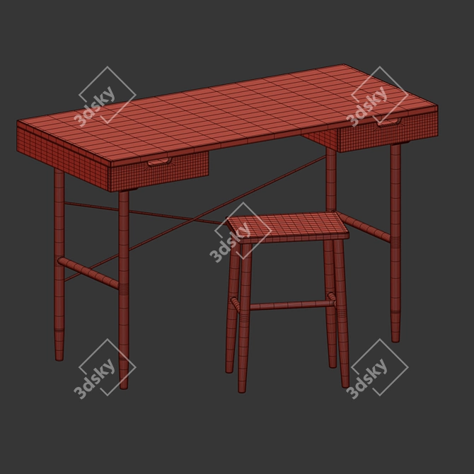 Sleek Hubsch Wooden Desk 3D model image 4