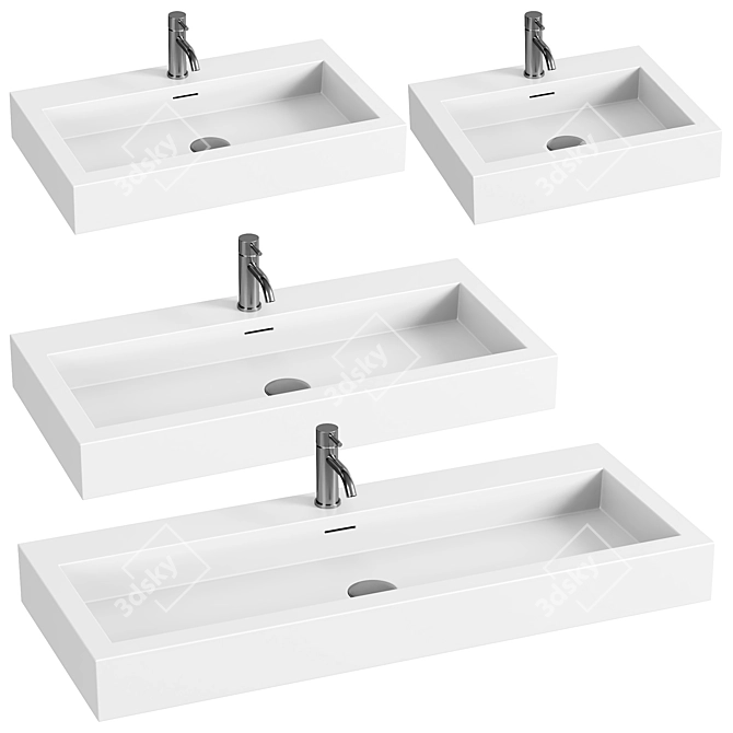 Badeloft Gray Wall Mounted Sinks 3D model image 1