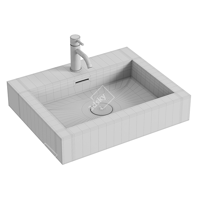 Badeloft Gray Wall Mounted Sinks 3D model image 5
