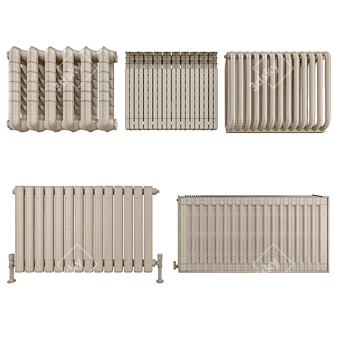 Radiators Set Bundle 3D model image 5