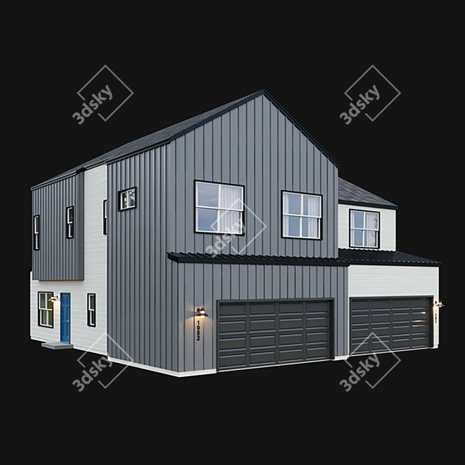 American House Low Poly Model 3D model image 3