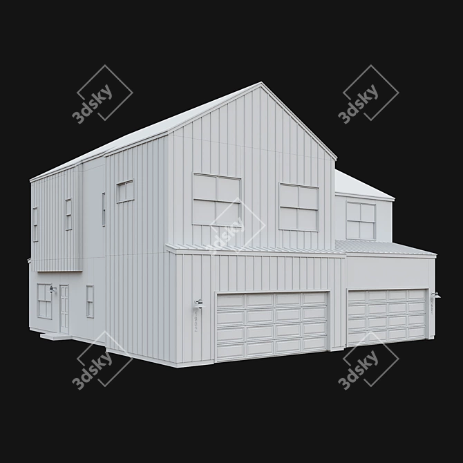 American House Low Poly Model 3D model image 5