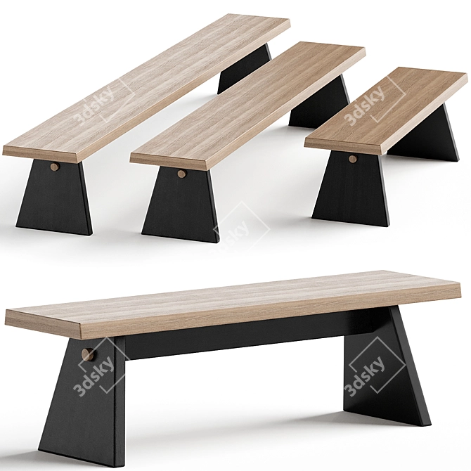 CRUSO JUNE Oak Bench Collection 3D model image 1