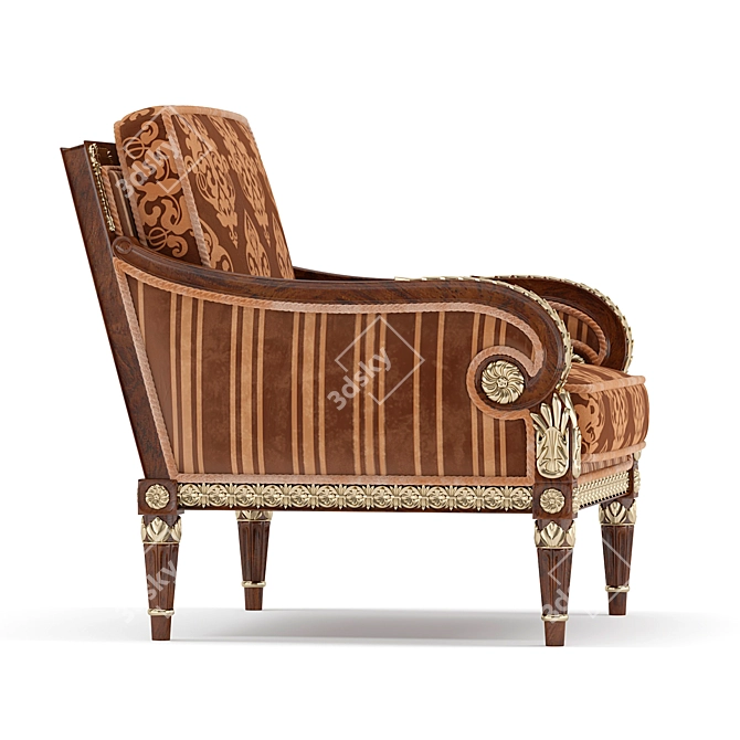 Handcrafted Red Wood Armchair 3D model image 3