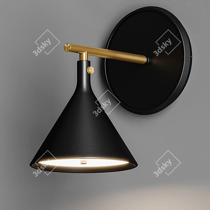 Modern Cast Iron Wall Lamp 3D model image 2