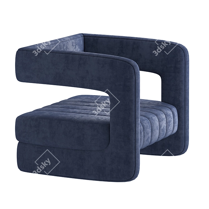 Elegant Velvet Tufted Armchair 3D model image 2