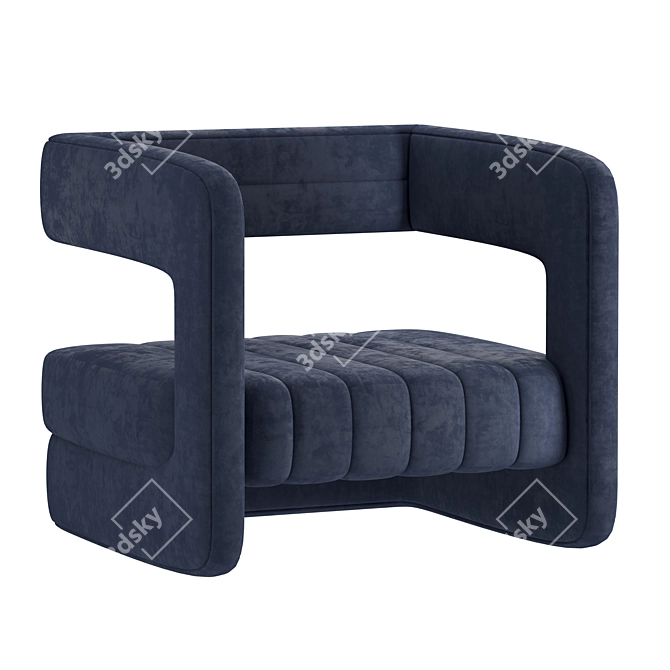 Elegant Velvet Tufted Armchair 3D model image 4