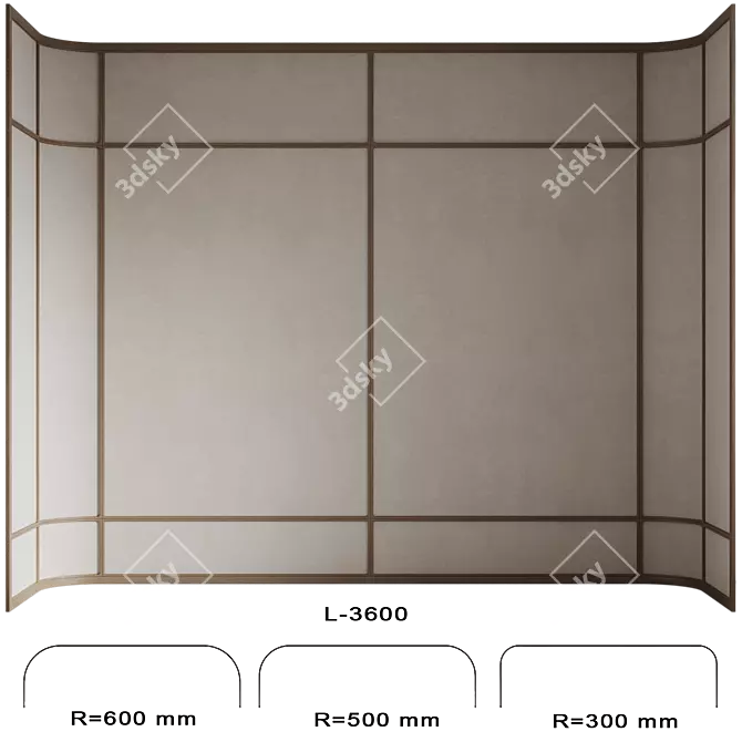 Customizable Wall Panels Kushi 3D model image 3