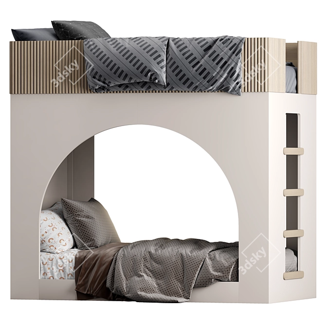 Stylish Arches Bunk Bed 3D model image 1