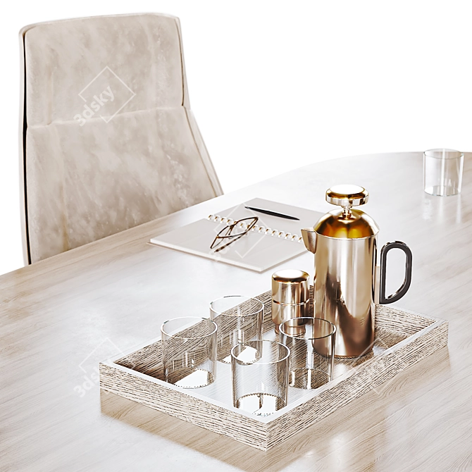 Modern Conference Table Set with Armchair 3D model image 4