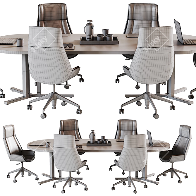 Modern Conference Table Set with Armchair 3D model image 7