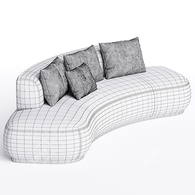 Curved Fabric Sofa Bubble Dimension 3D model image 3