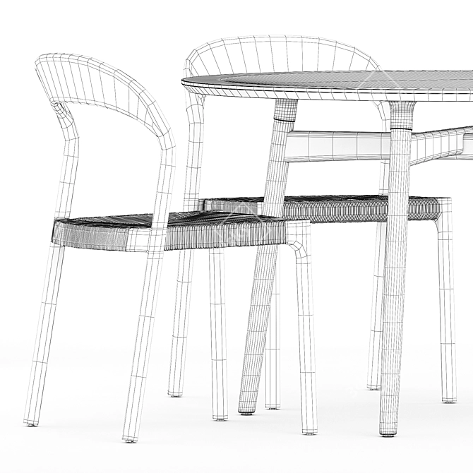 Modern Ticino Chairs & Round Table 3D model image 5