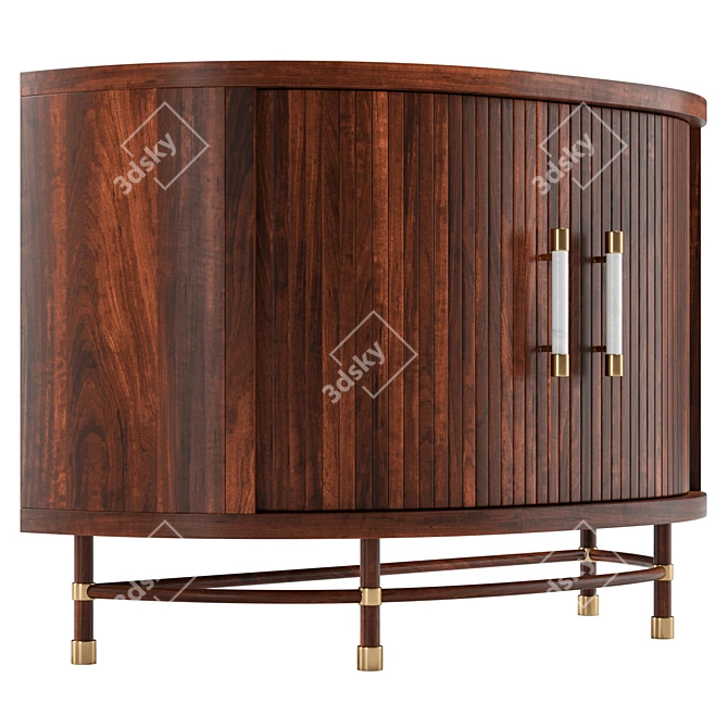 Modern Tamboured Cabinet, Luxe Design 3D model image 4
