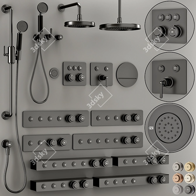 Elegance Elevated Bathroom Faucet Set 3D model image 5