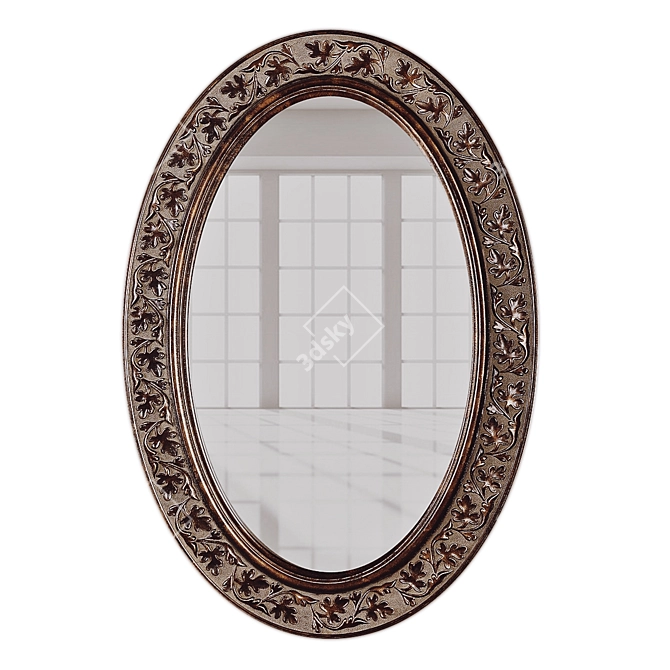 Embossed Leaf Oval Wall Mirror 3D model image 1