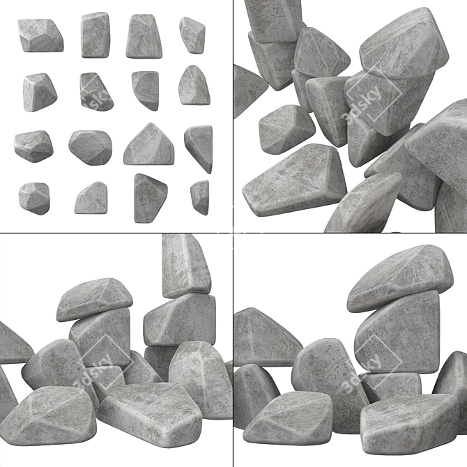 Geometric Stone Textured 3D Model 3D model image 1