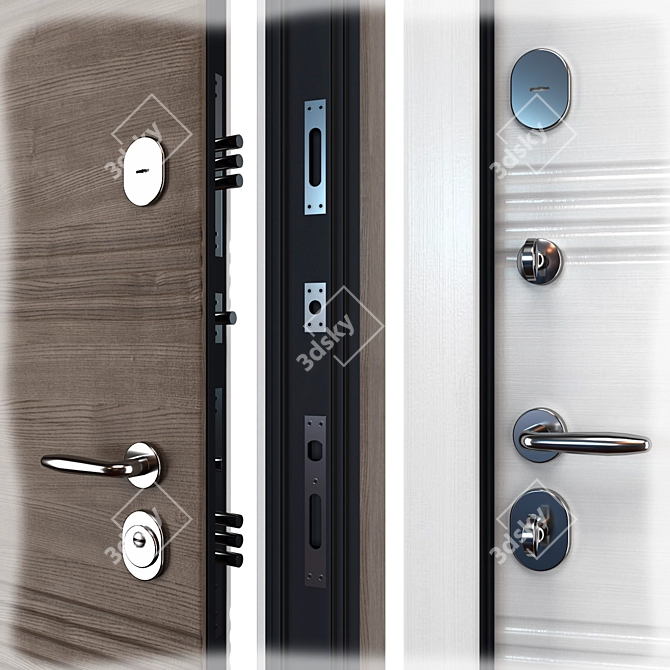 Vanessa Metal Entry Door, Locks, 3D Files 3D model image 2