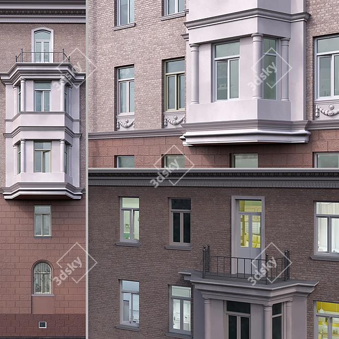 Stalinka Classic Residential Building 3D model image 2