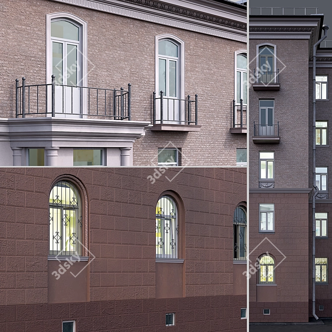 Stalinka Classic Residential Building 3D model image 4