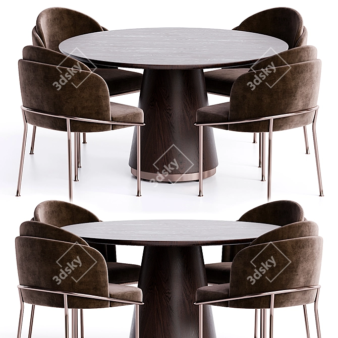 Modern Dining Set with Accessories 3D model image 2