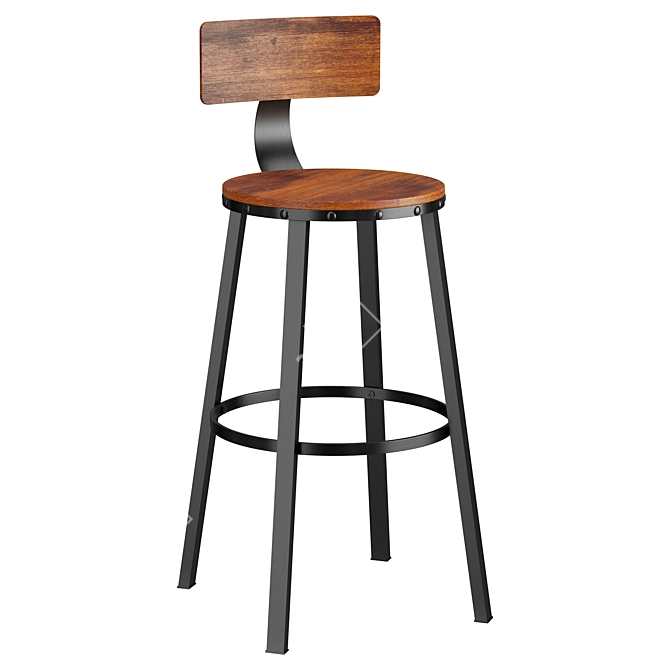 Modern Backrest Kitchen Bar Stools 3D model image 1