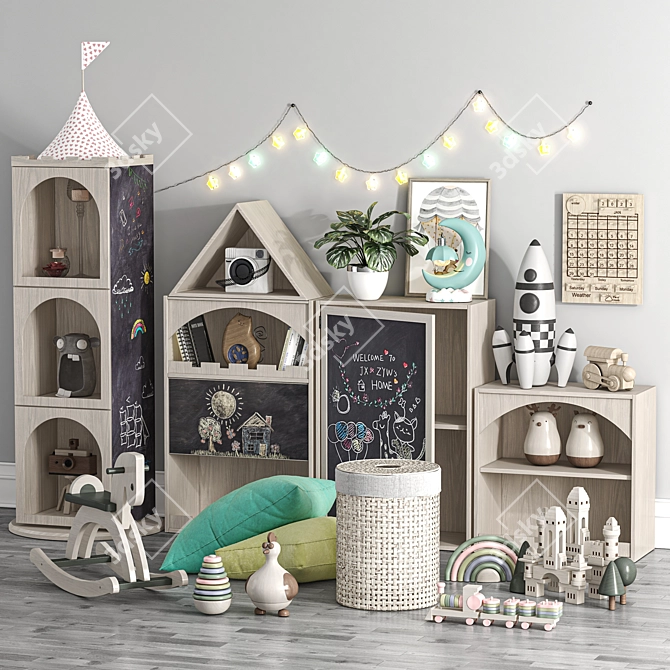 Castle Bookcase Children's Furnishing 3D model image 1