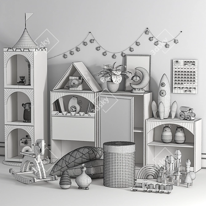 Castle Bookcase Children's Furnishing 3D model image 4