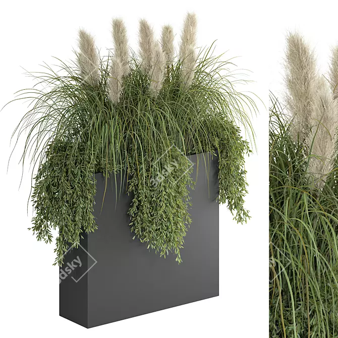 Pampas Grass Metal Planter Outdoor 3D model image 1