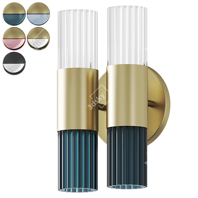 Luxury Brass Glass Wall Sconce 3D model image 1