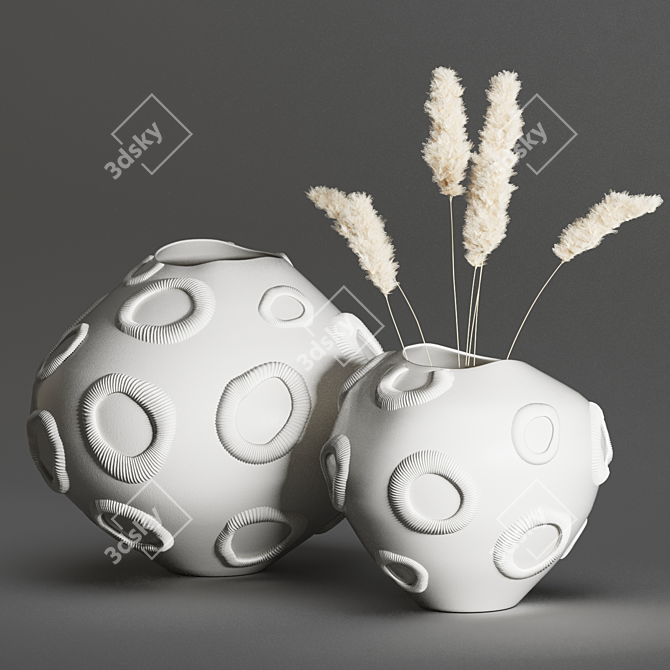 Fossilia Moonstone Vase Set 3D model image 5
