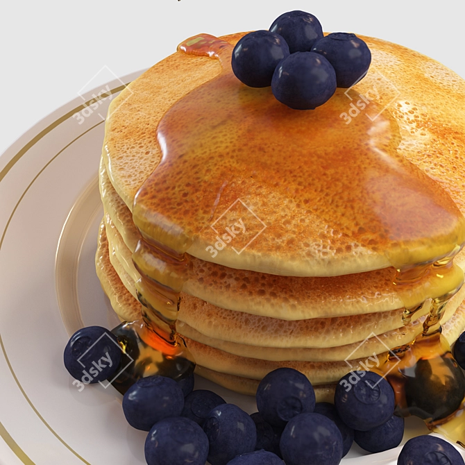 Golden Honey Pancakes 3D Model 3D model image 5