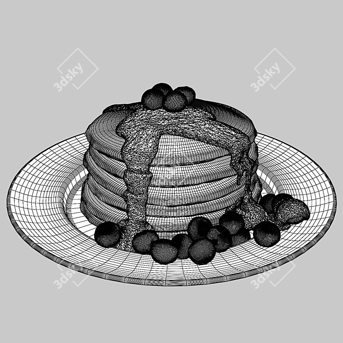 Golden Honey Pancakes 3D Model 3D model image 6