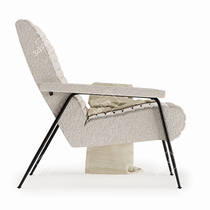 Elegant Kensington Armchair in Boucle Fabric 3D model image 2