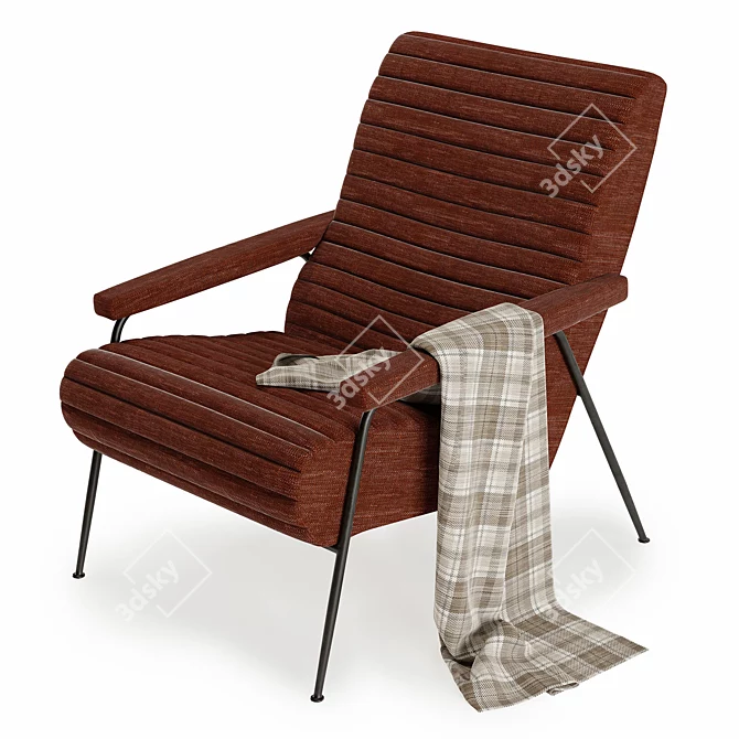 Elegant Kensington Armchair in Boucle Fabric 3D model image 3