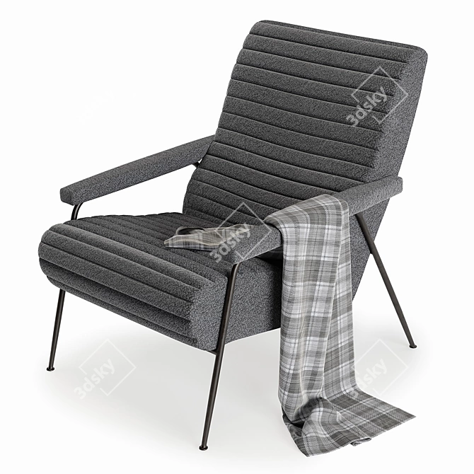 Elegant Kensington Armchair in Boucle Fabric 3D model image 4