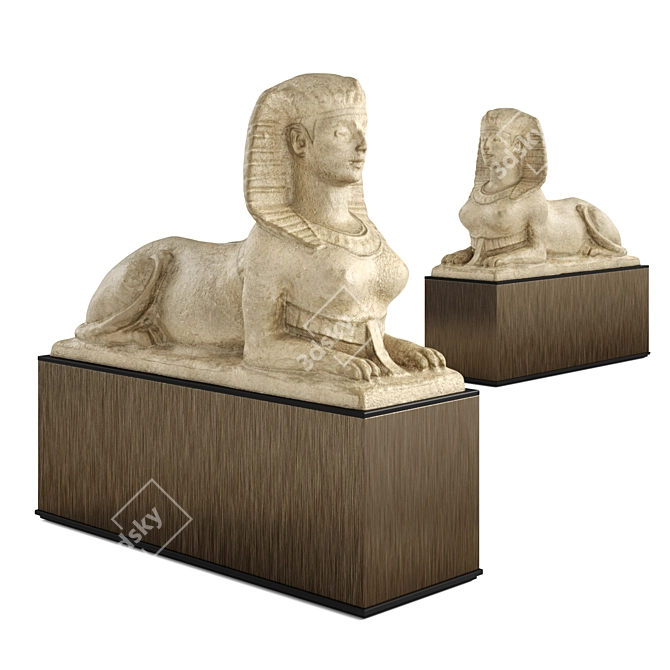 Majestic Egyptian Sphinx Lady Sculpture 3D model image 2