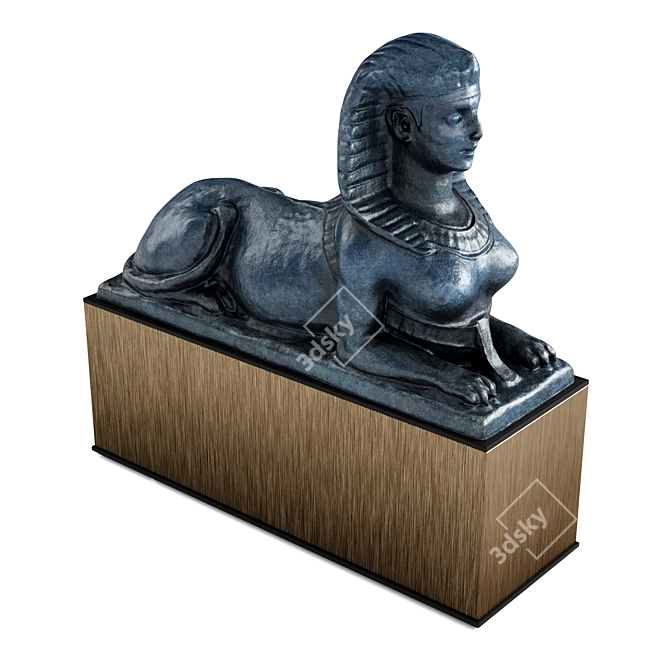 Majestic Egyptian Sphinx Lady Sculpture 3D model image 4