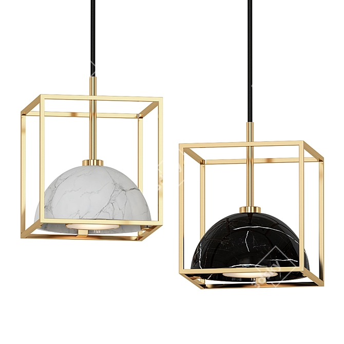 Elegant Marble Square Pendant 3D model image 1